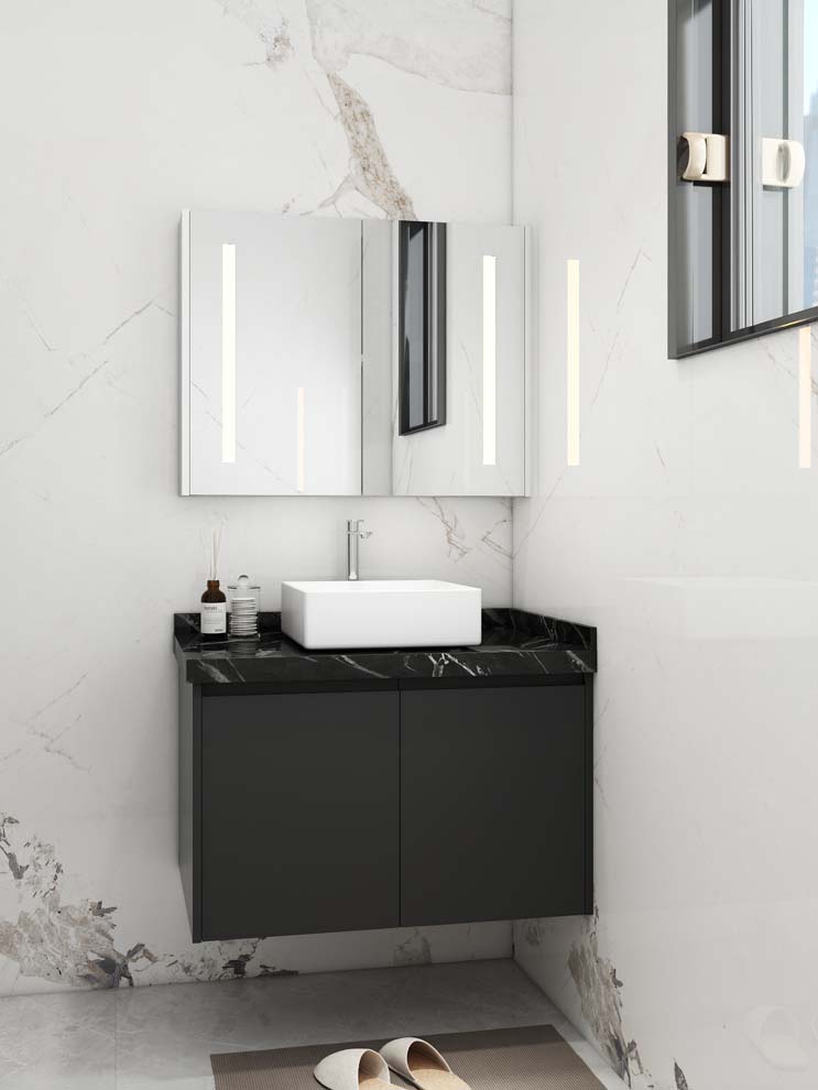 Modern Black Lacquer Plywood Bathroom Vanity