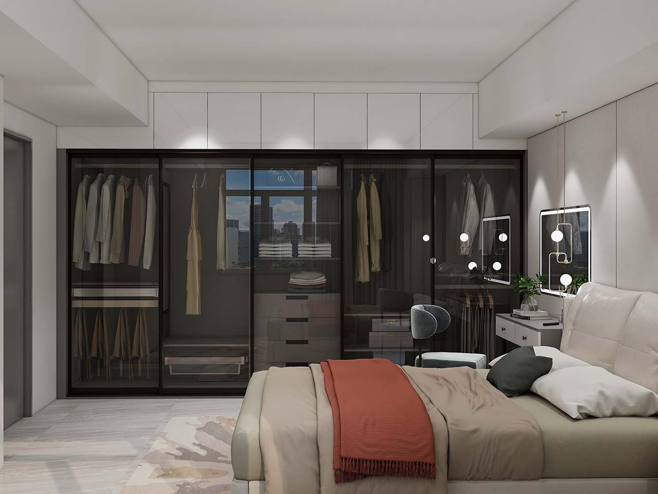 Modern Black Lacquer Sliding Door Wardrobe With Glass Doors 2 Modern Black Lacquer Sliding Door Wardrobe With Glass Doors
