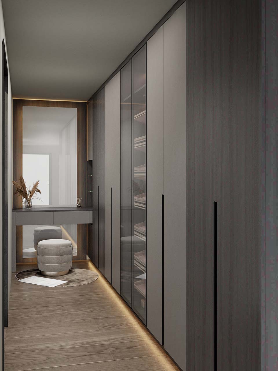 Modern Black Melamine L-shape Walk In Closet