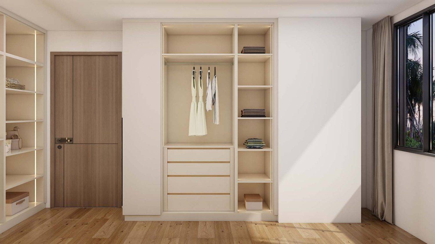 Modern Gallery Cream Melamine Hinged Wardrobes