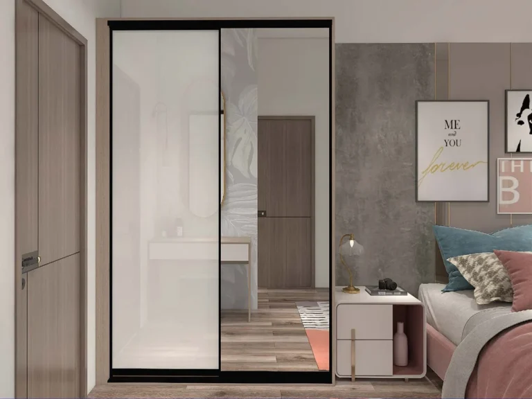 Modern Lacquer Sliding Door Wardrobe with Mirror Doors
