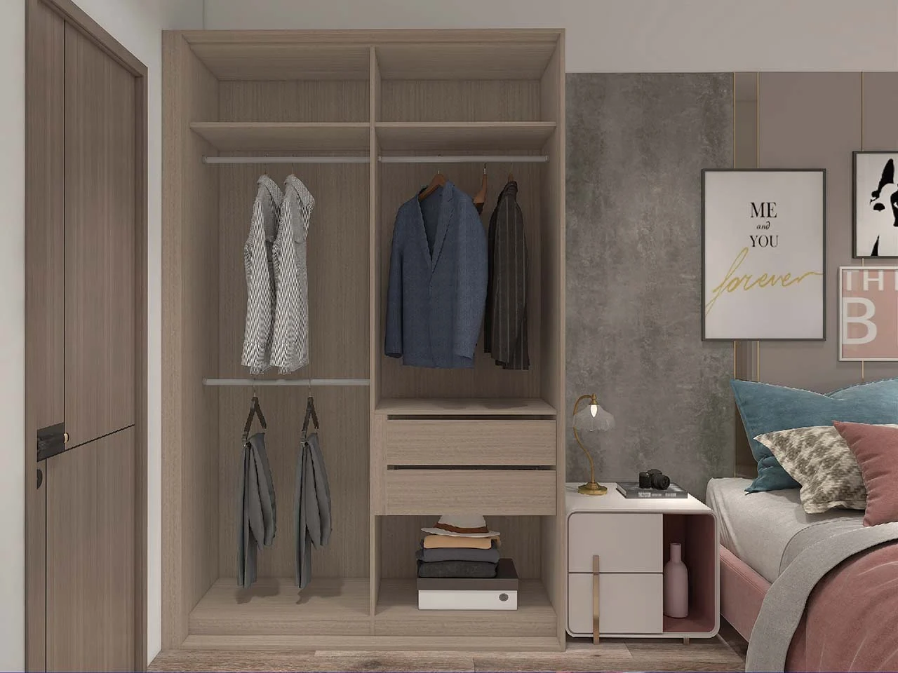 Modern Lacquer Sliding Door Wardrobe with Mirror Doors