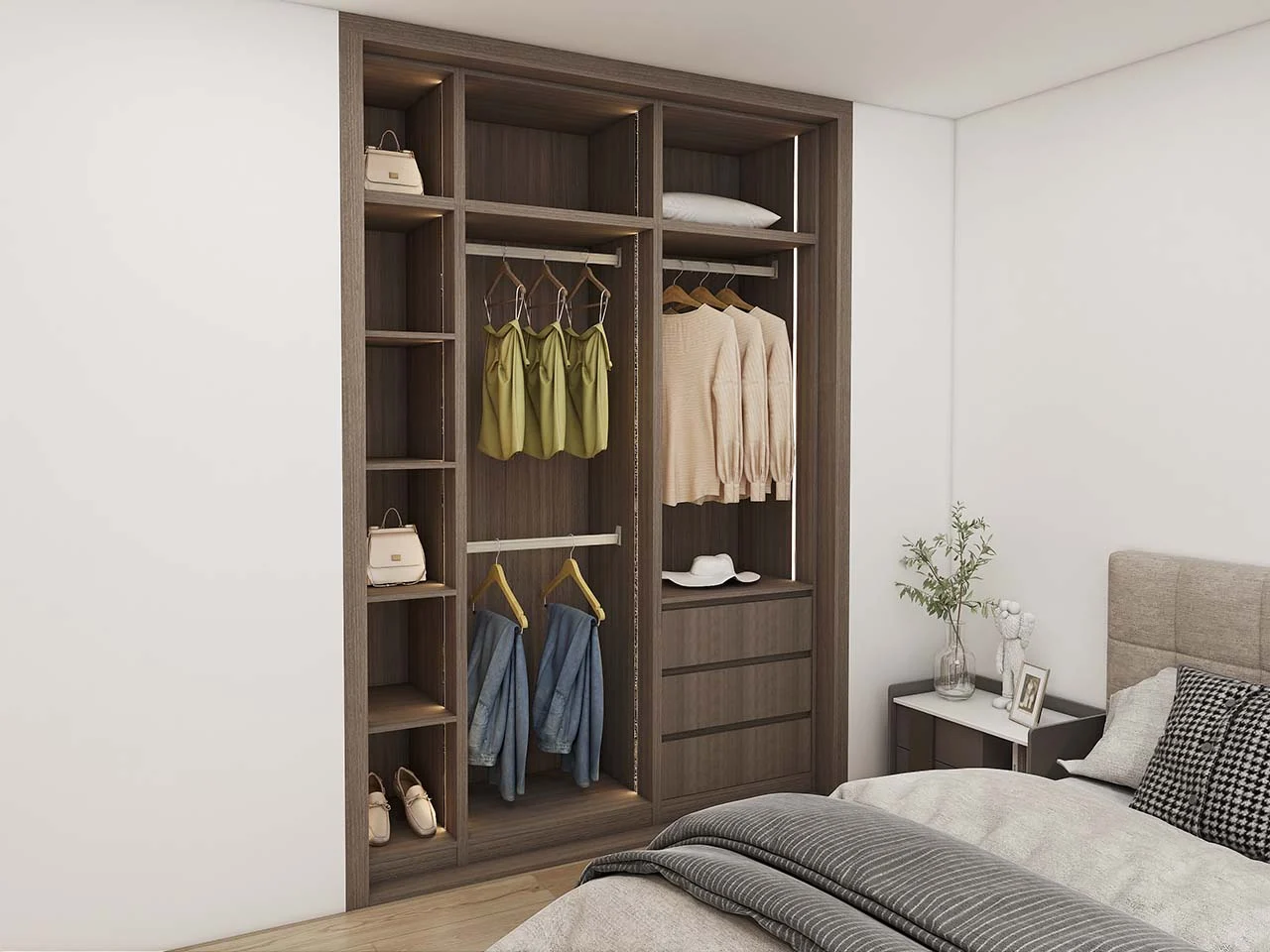 Modern Mirror Sliding Door Wardrobe