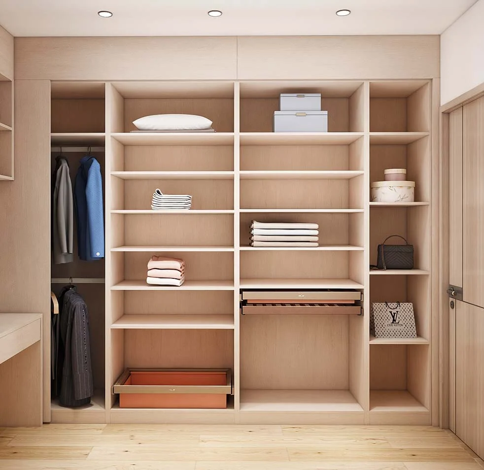 Modern U-Shaped Black Minimalist Elegance Walk In Closet