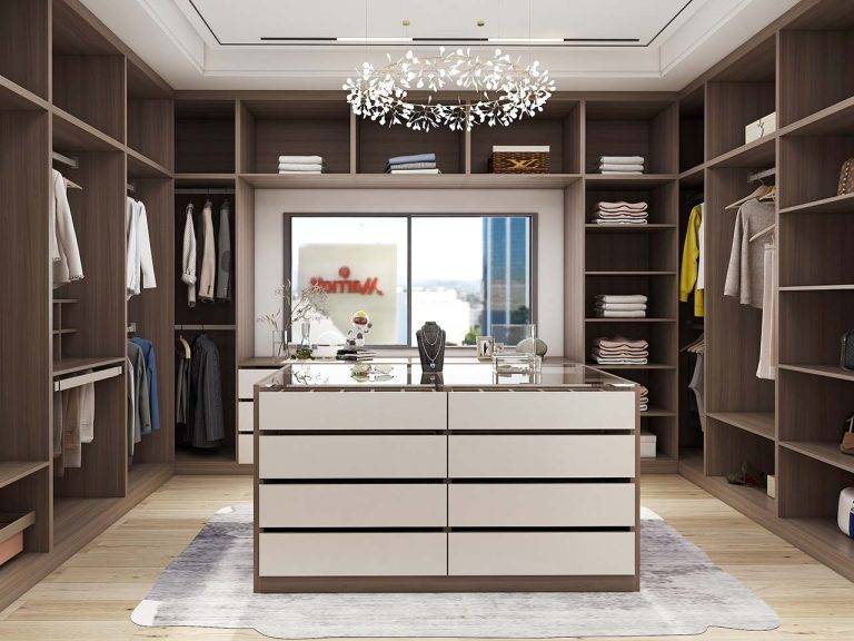 Modern Warm Melamine U-Shaped Walk In Closet