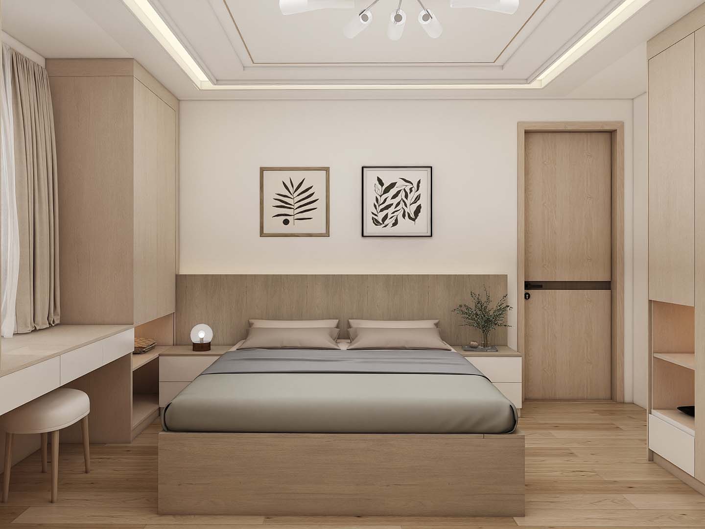 White Melamine Modern Hinged Wardrobes with Glass Doors