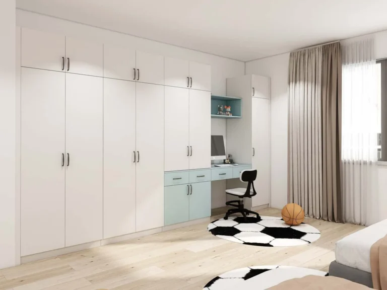 Modern Kids Closet With Integrated Study Desk