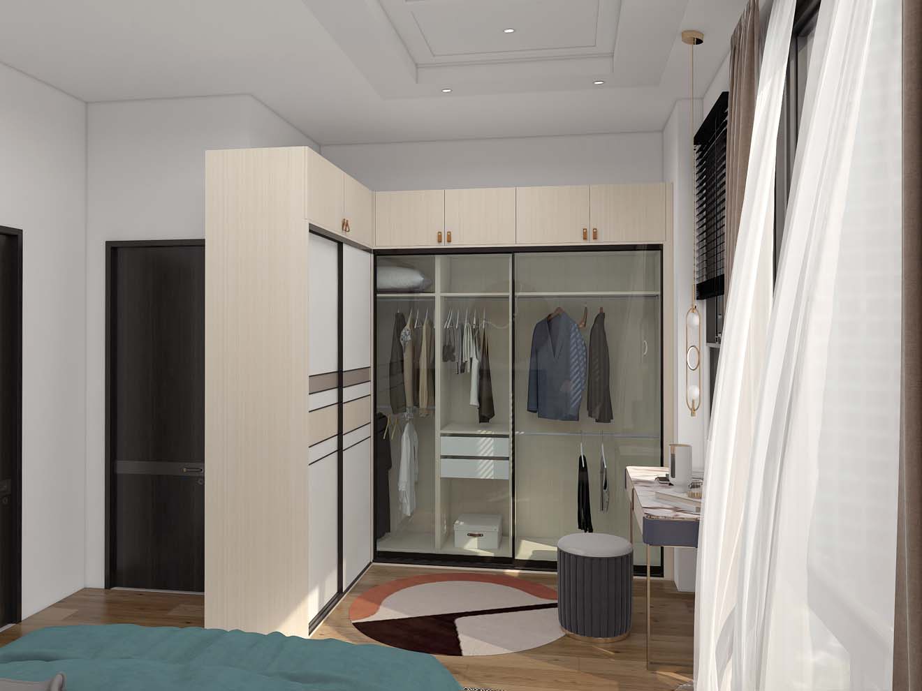 Seamless Elegance in Glass Sliding Door Wardrobe Design