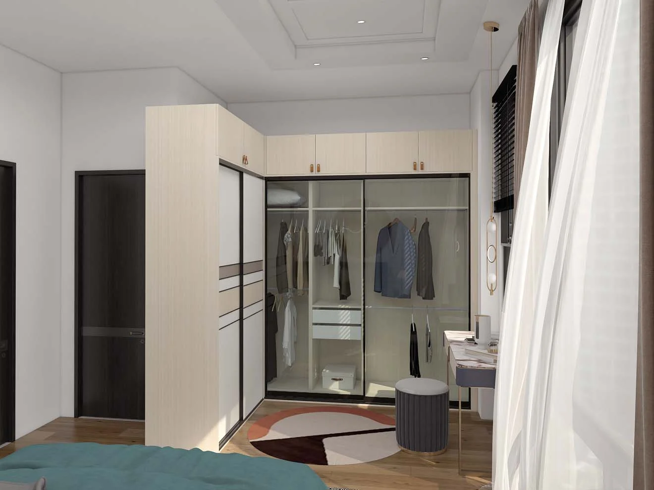 Seamless Elegance in Glass Sliding Door Wardrobe Design