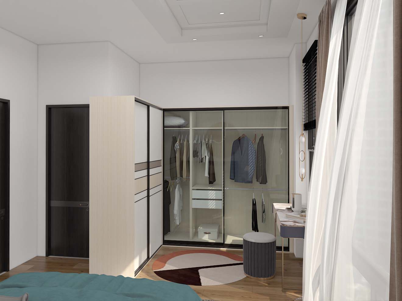 Seamless Elegance in Glass Sliding Door Wardrobe Design