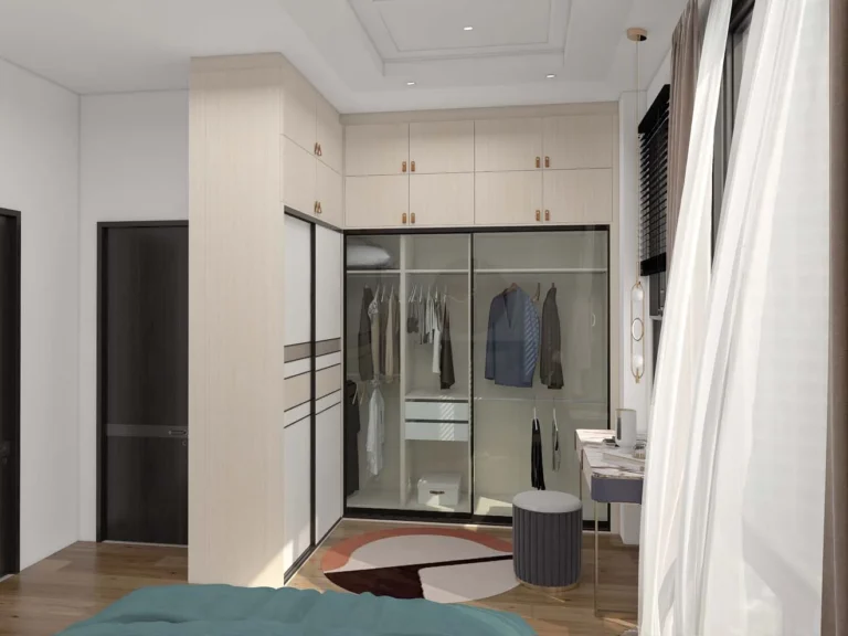 Seamless Elegance in Glass Sliding Door Wardrobe Design
