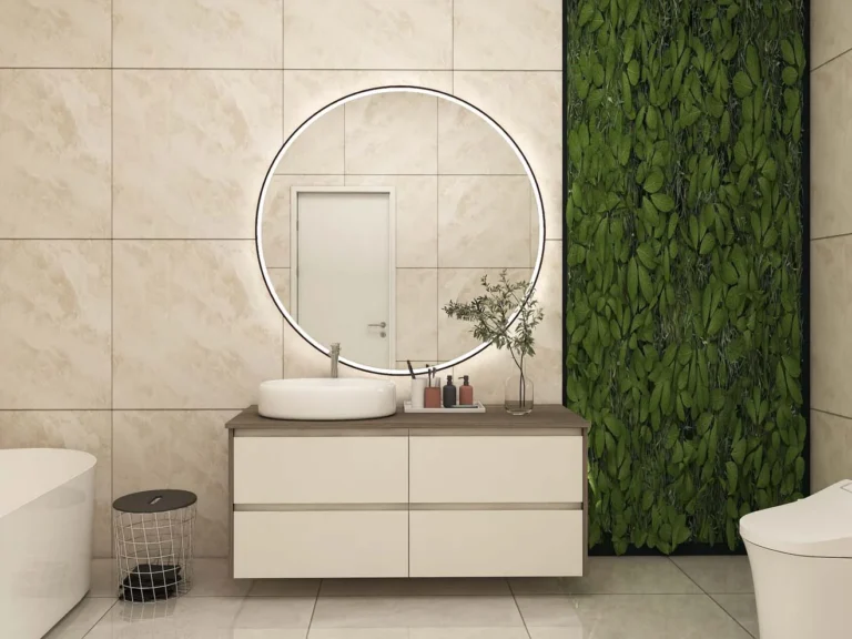 Streamlined Minimalist Bathroom Vanity with Natural Accents