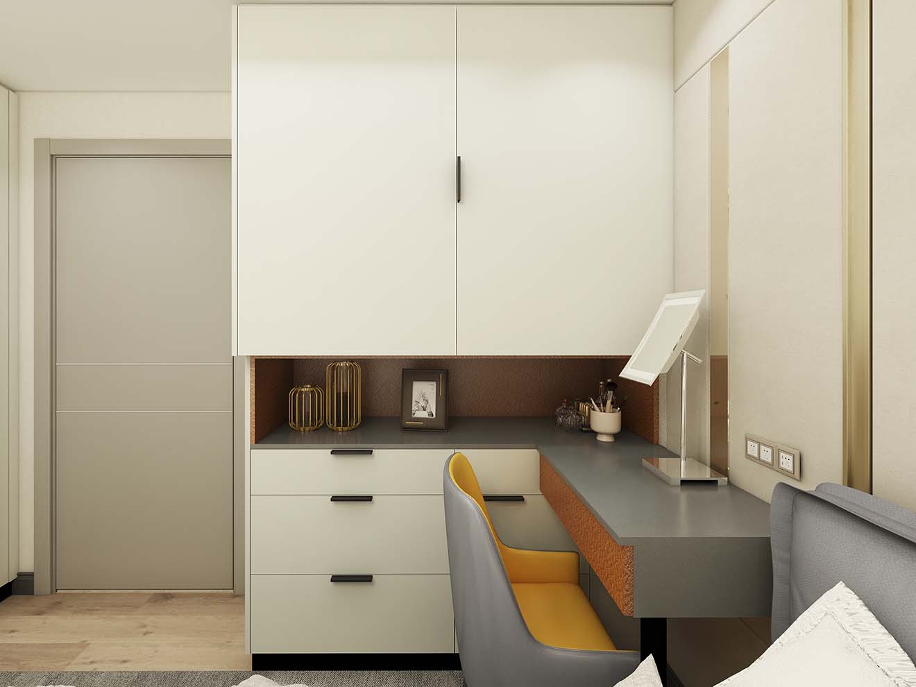 Spacious Modern Lacquer Hinged Wardrobe in Chic Bedroom