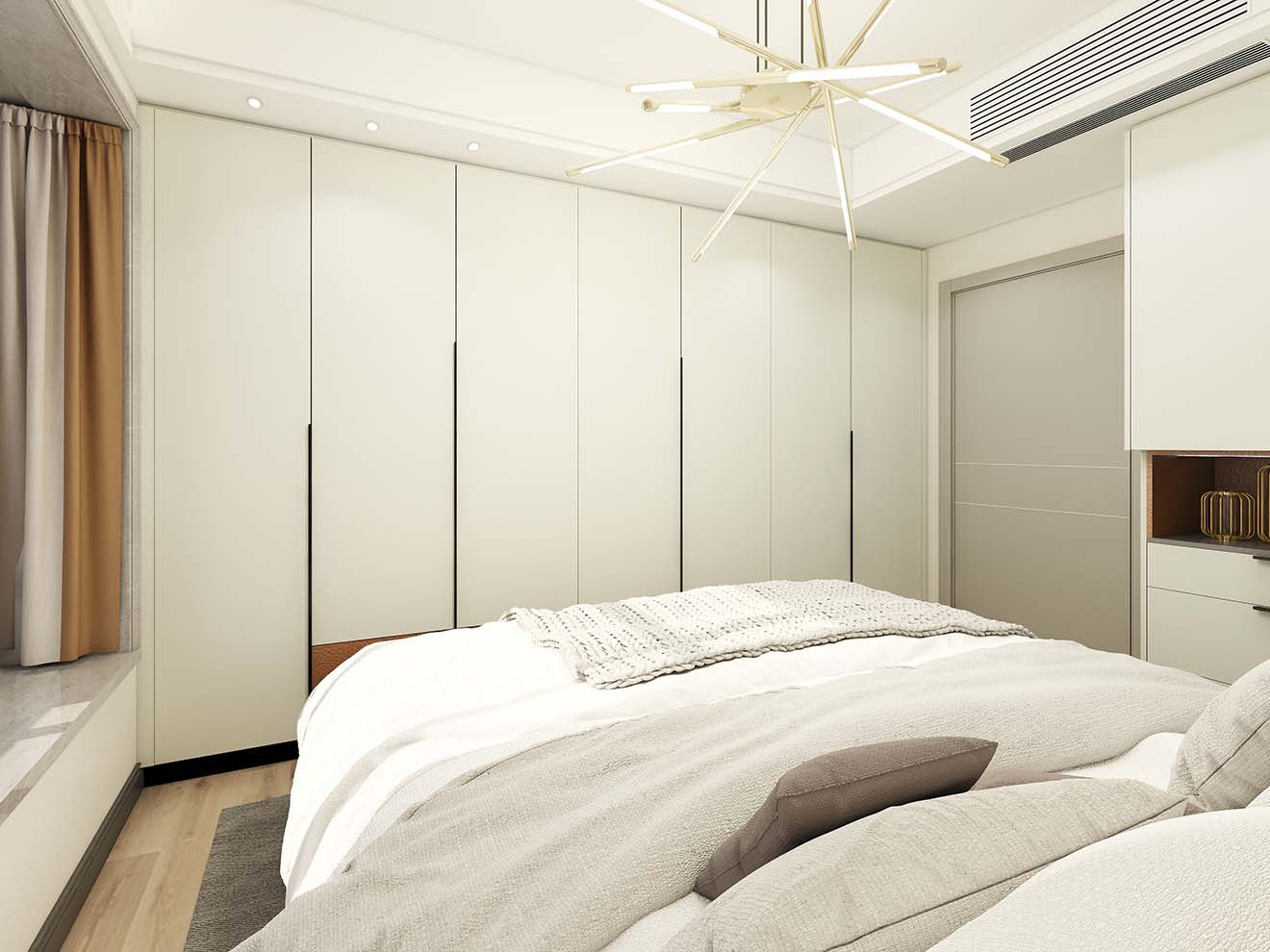 Spacious Modern Lacquer Hinged Wardrobe in Chic Bedroom 2 Spacious Modern Lacquer Hinged Wardrobe in Chic Bedroom