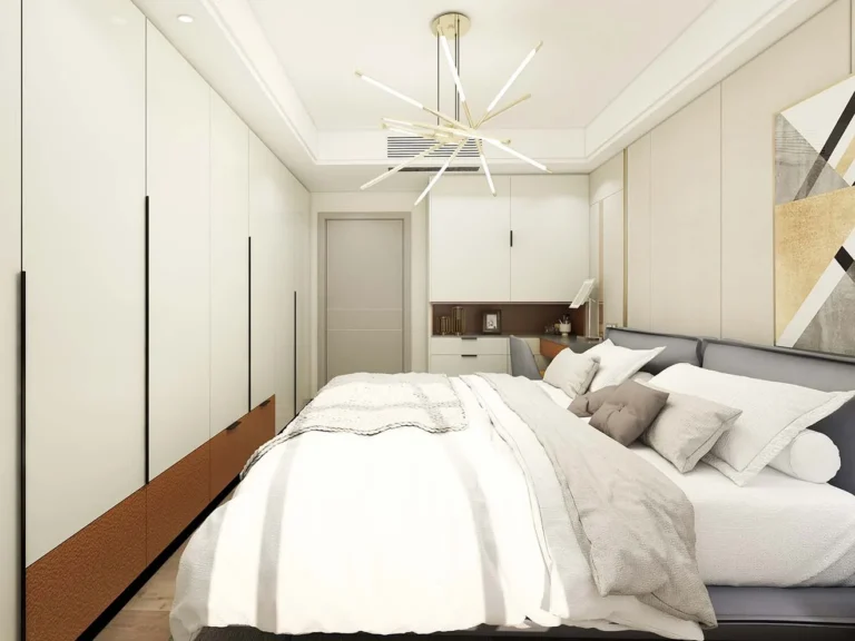 Spacious Modern Lacquer Hinged Wardrobe in Chic Bedroom