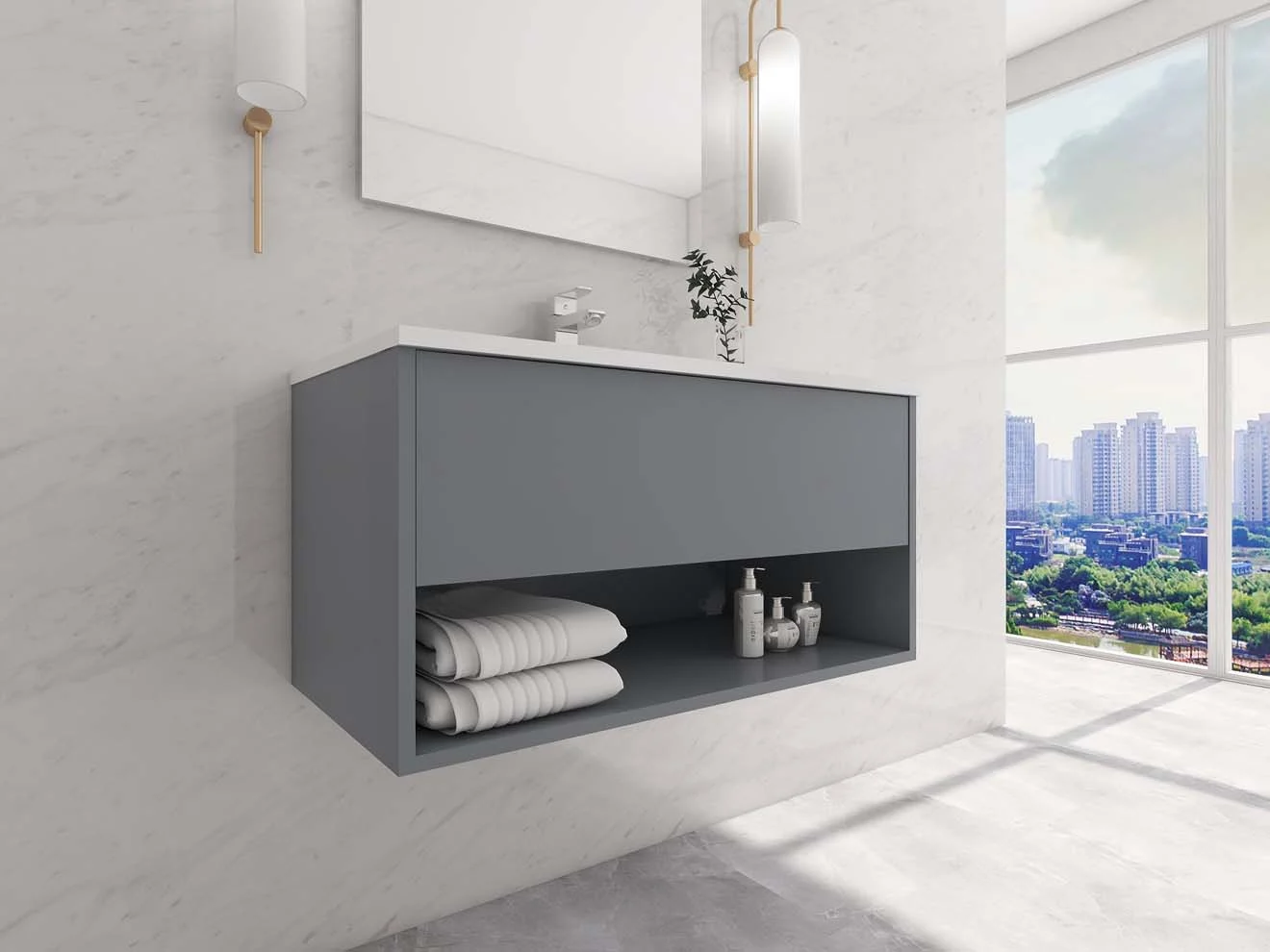Minimalist Floating Small Bathroom Vanity in Modern Decor