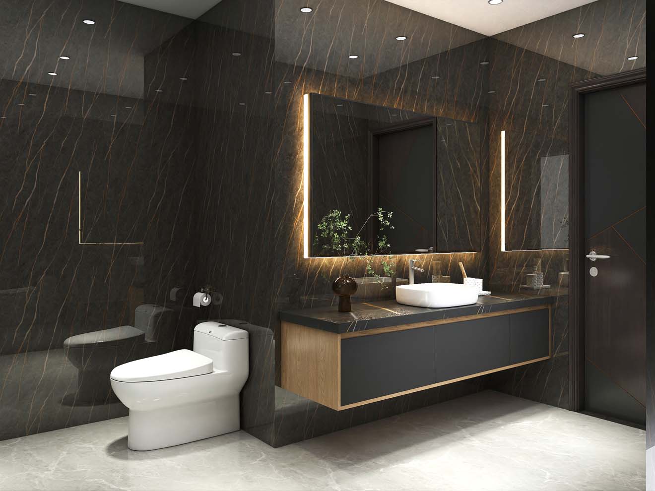 Luxurious Modern Bathroom Cabinets with Dramatic Marble Accents 2 Luxurious Modern Bathroom Cabinets with Dramatic Marble Accents