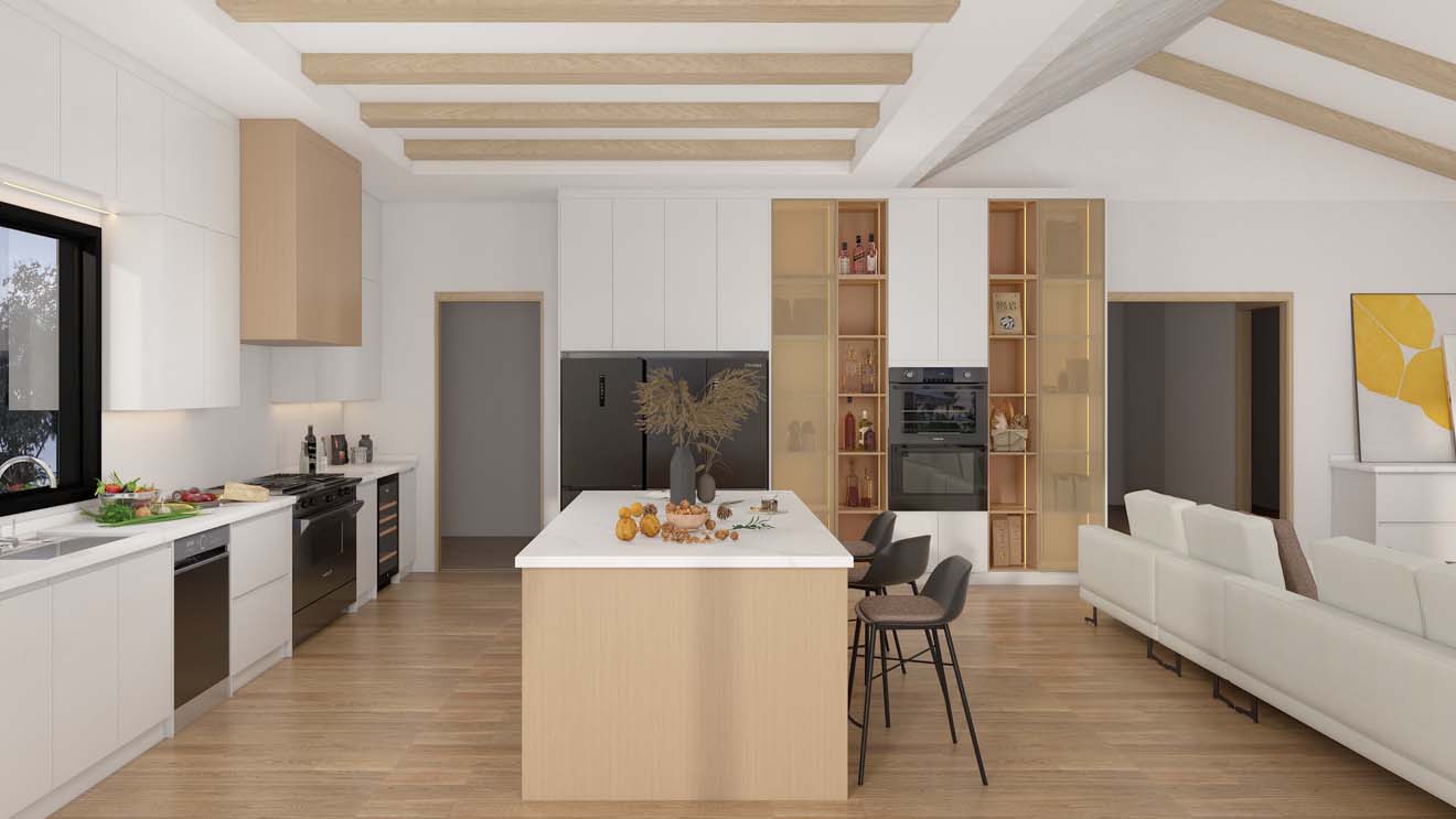 Bright and Airy Kitchen with Light Color Wood Cabinets