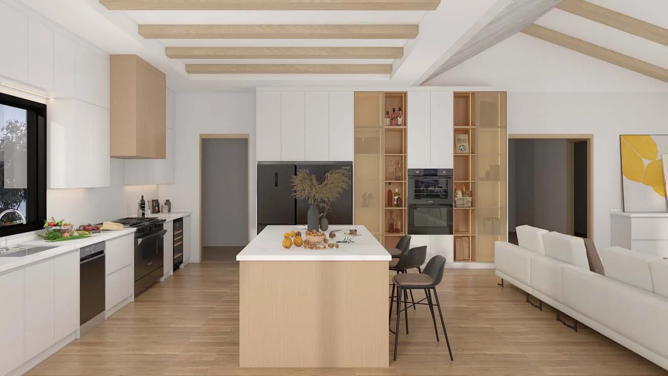 Bright and Airy Kitchen with Light Color Wood Cabinets