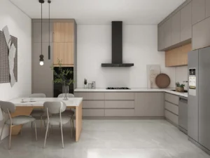 Contemporary Charm with Modern Grey Kitchen Cabinets