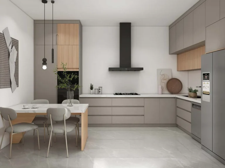 Contemporary Charm with Modern Grey Kitchen Cabinets