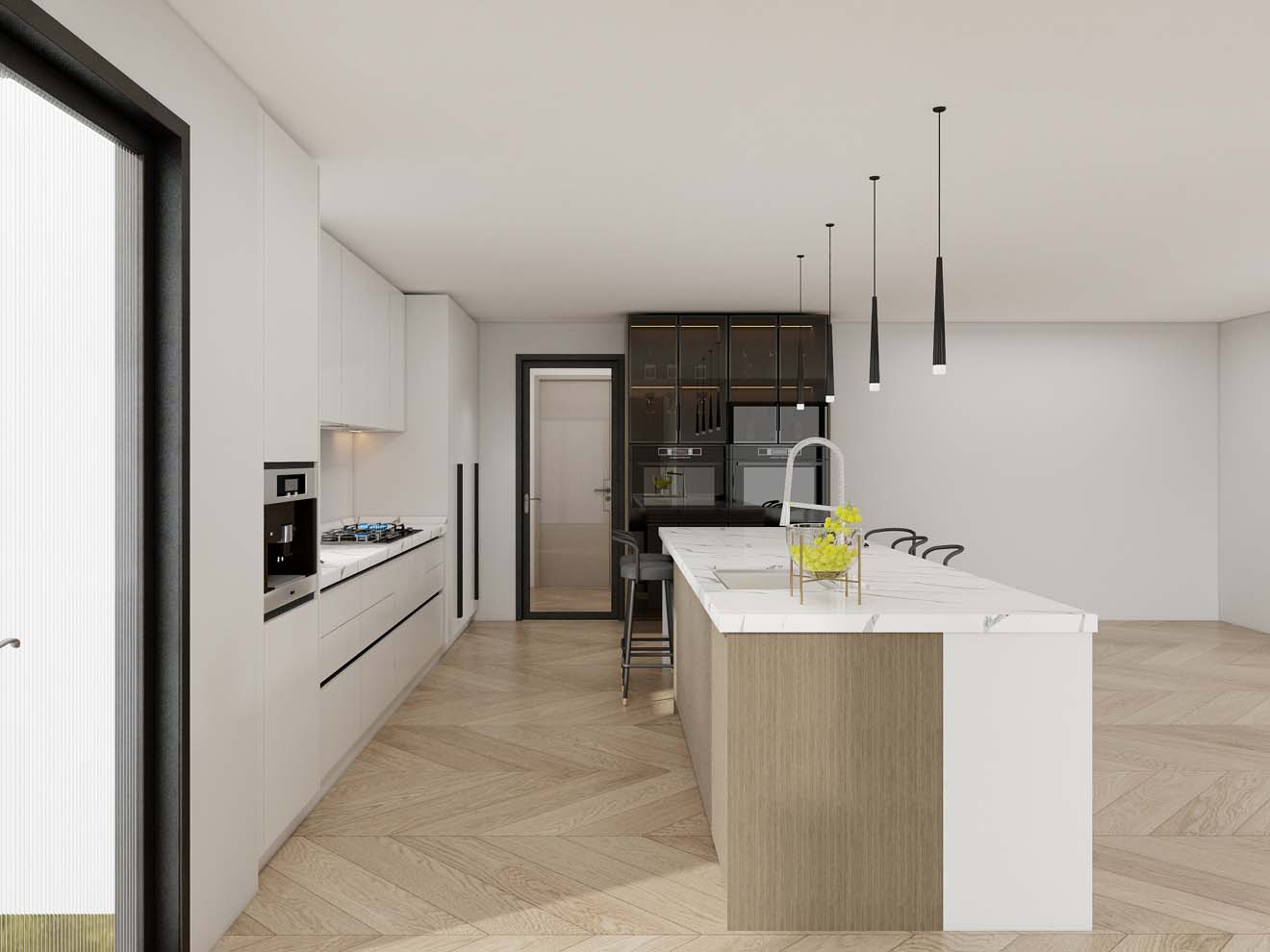 Elegant White Kitchen Cabinets Ideas with Marble Accents