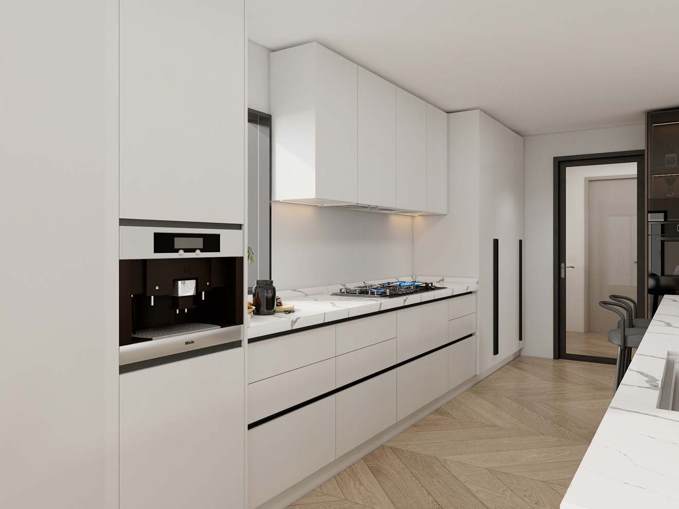 Elegant White Kitchen Cabinets Ideas with Marble Accents