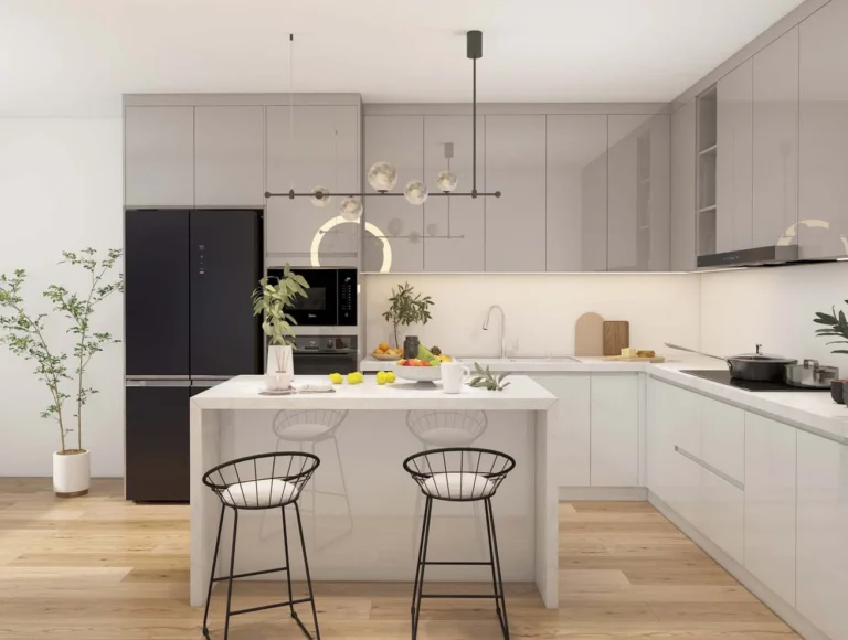 Elegant White Lacquer Cabinets for a Bright Modern Kitchen