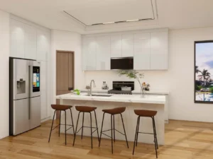 Glossy Lacquer Kitchen Cabinets for a Bright Modern Look