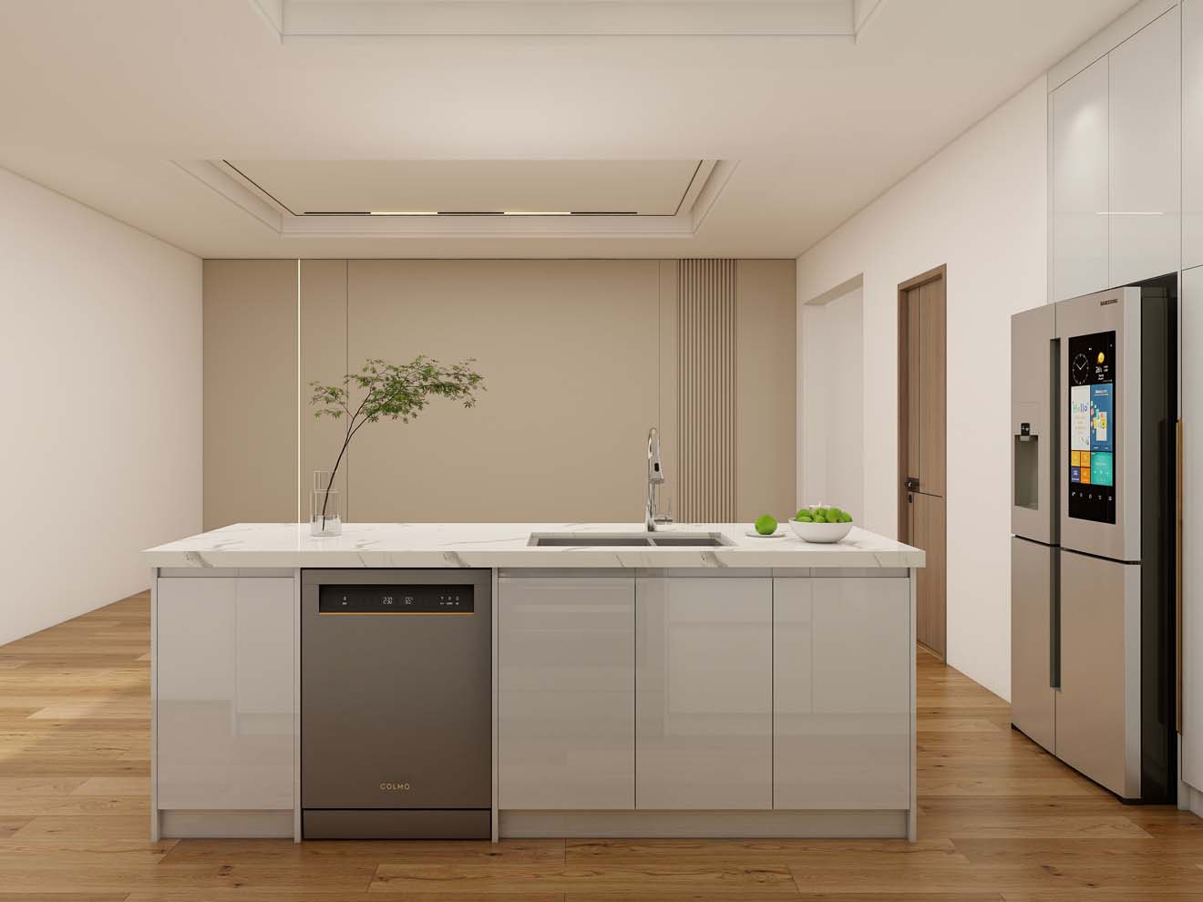 Glossy Lacquer Kitchen Cabinets for a Bright Modern Look