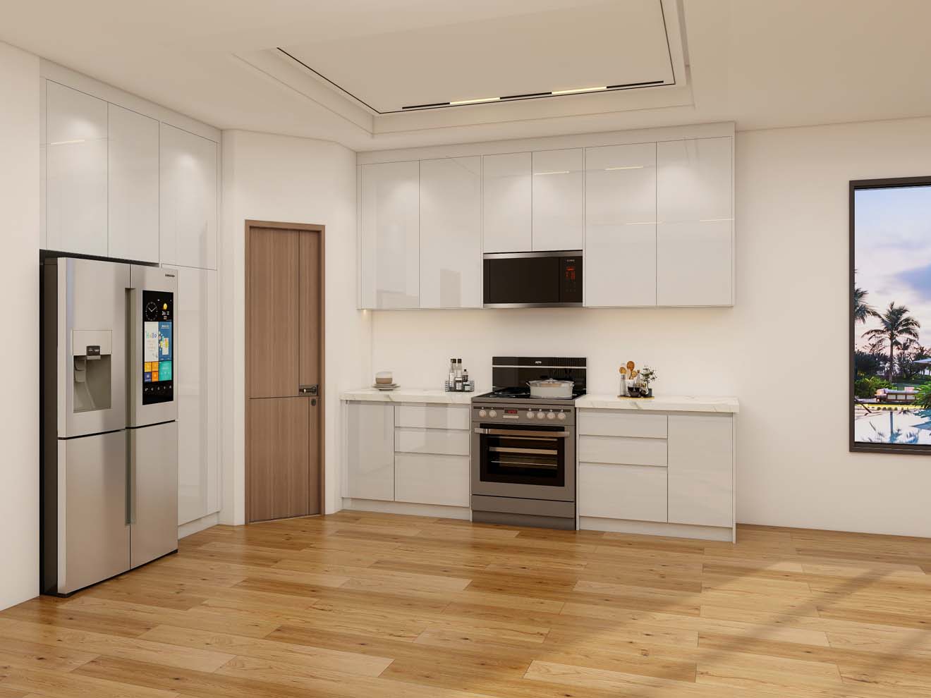 Glossy Lacquer Kitchen Cabinets for a Bright Modern Look