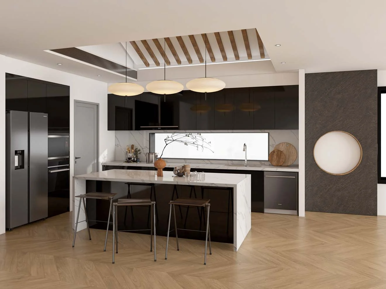 Keanggunan Modern dengan Lemari Dapur Lacquer Mengkilap
