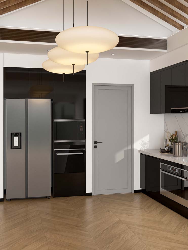 Modern Elegance with Glossy Lacquer Kitchen Cabinets
