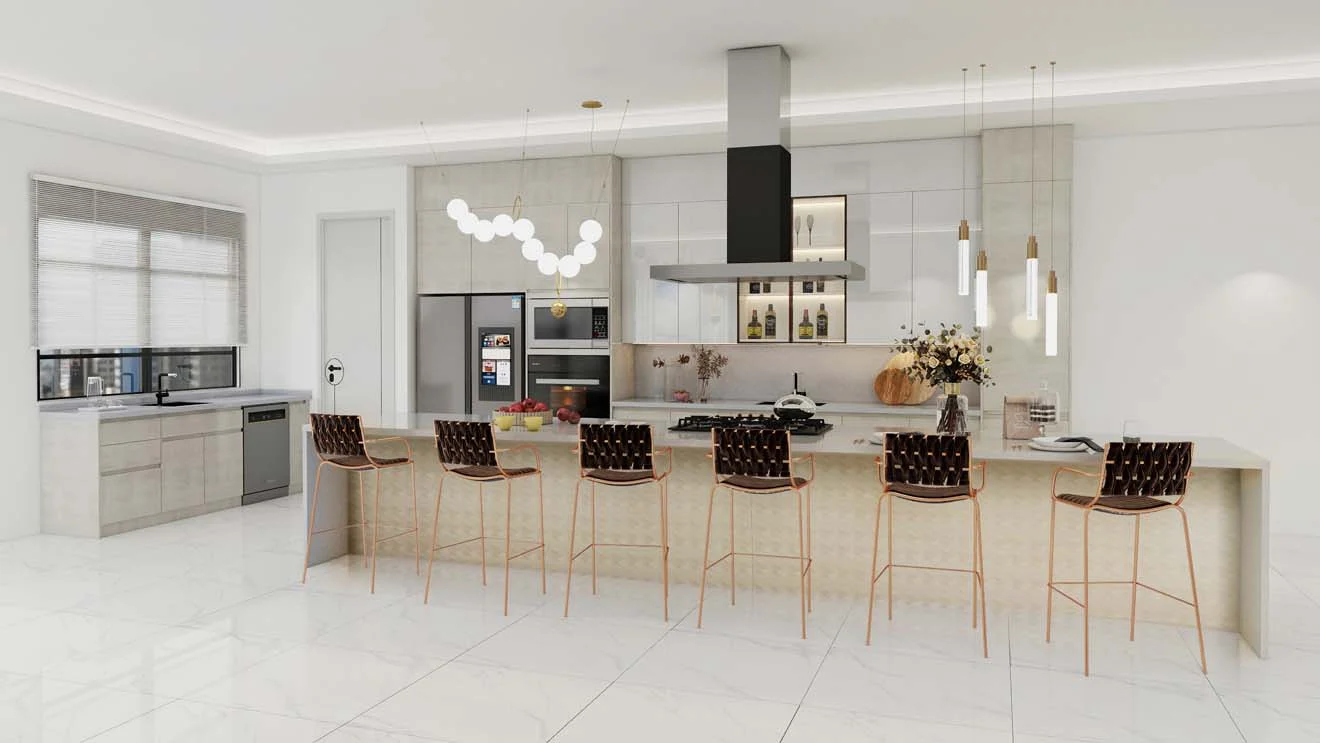 Armários de ilha de cozinha modernos para funcionalidade elegante
