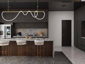 Sophisticated Black Kitchen Cabinets with Marble Elegance