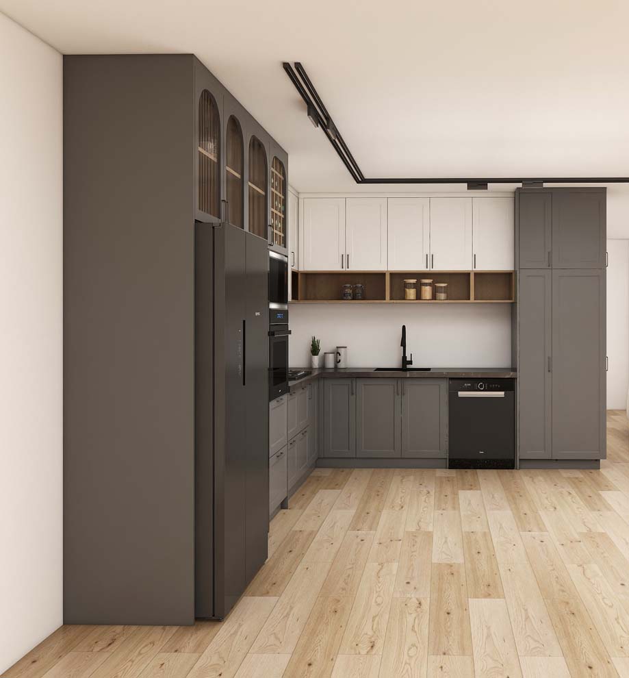 Timeless Shaker Style Cabinet Doors in a Modern Two-Tone Kitchen