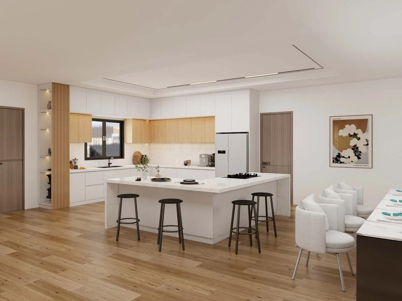 Bright and Modern Kitchen Designs With White Cabinets and Wood Accents ...