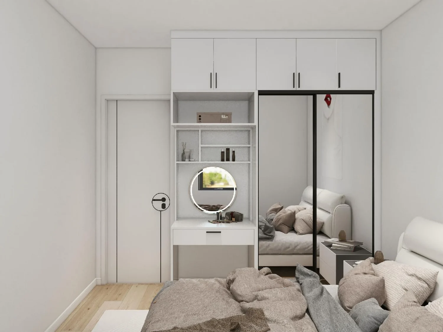 Elegante armario blanco con puertas corredizas para dormitorios modernos