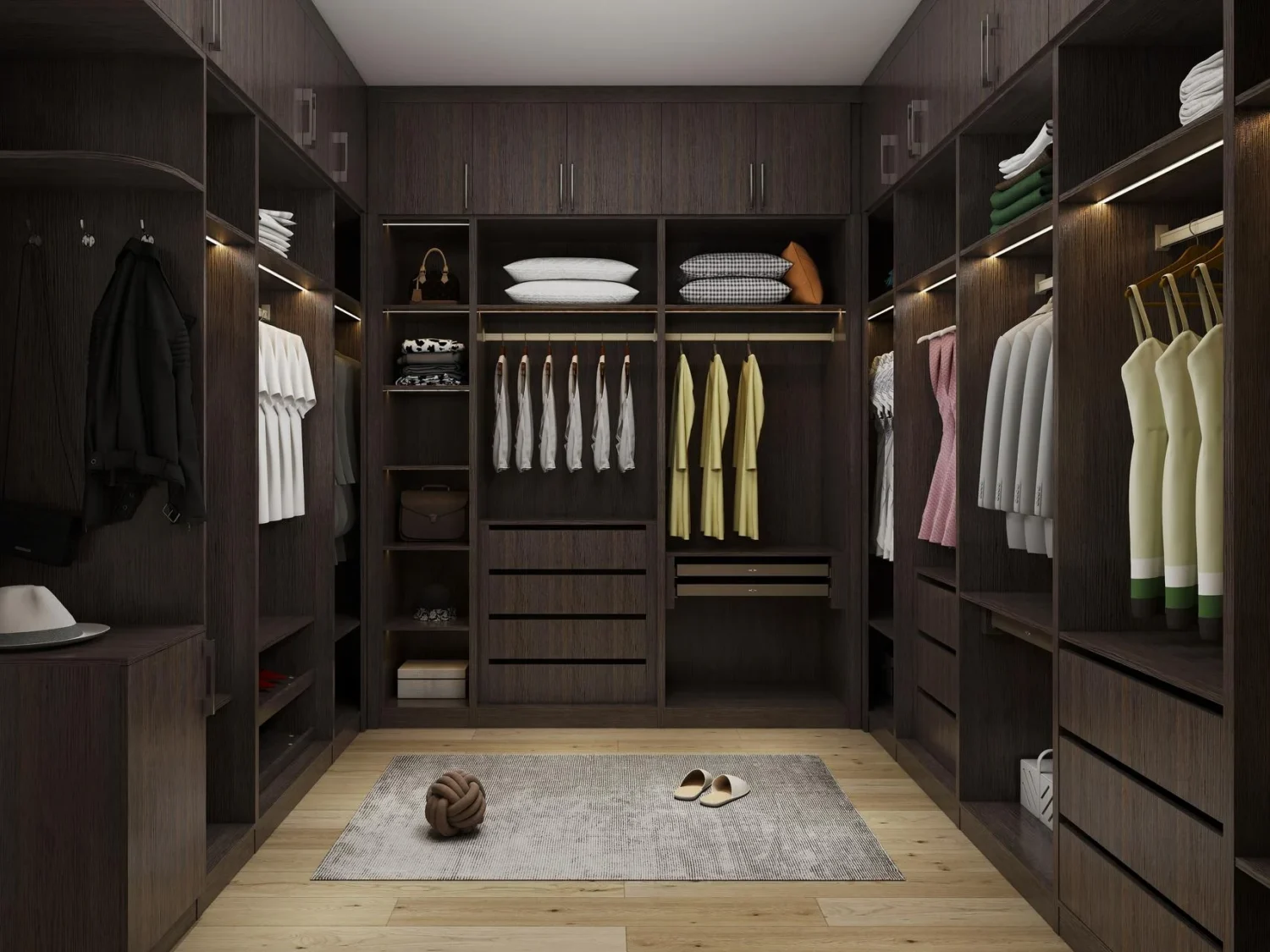 Lemari Walk-In Kayu Mewah untuk Solusi Penyimpanan Elegan