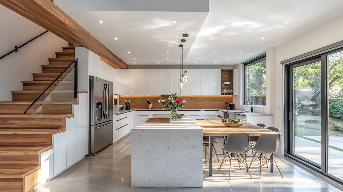 Modern kitchen with High Gloss White Lacquer Cabinets