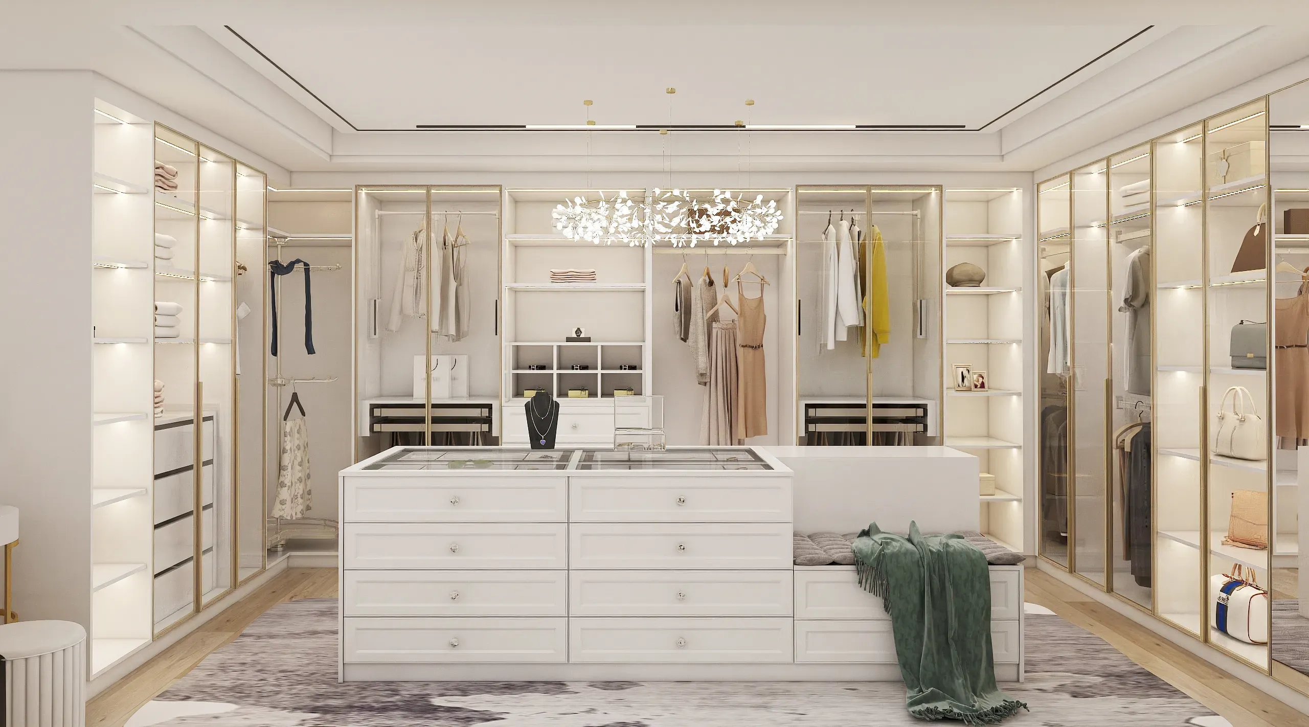 White Shaker Walk In Closet
