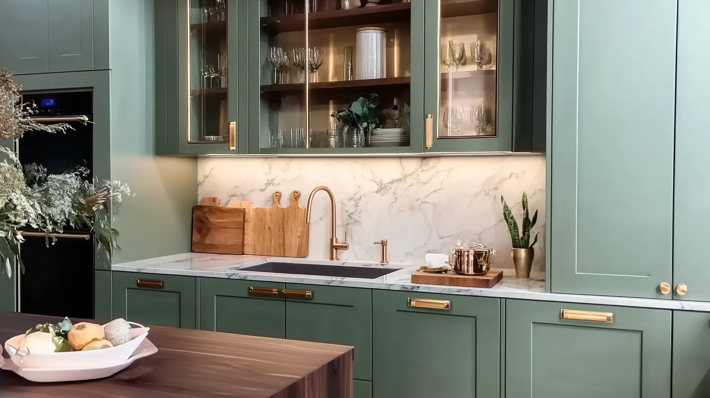 Kitchen_cabinets_in_sage_green_with_glass_doors