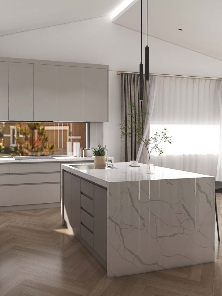 Elegant Kitchen Island View