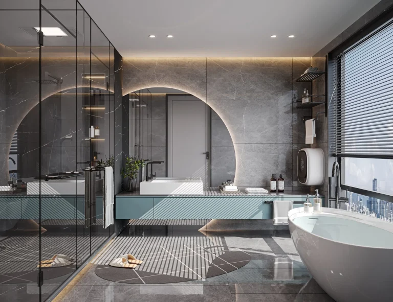 Modern-Elegance-with-a-Green-Bathroom-Vanity-scaled
