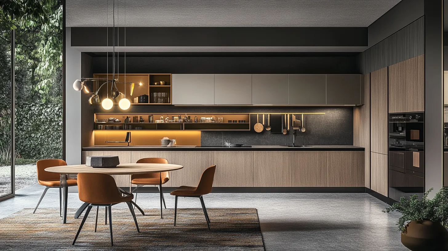 Oak Wood Cabinets With Lighting