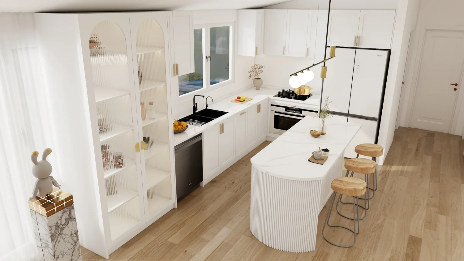 Enhance your kitchen with bright white cabinets. Timeless design, durable materials, and ample storage create a clean, airy, and elegant space.