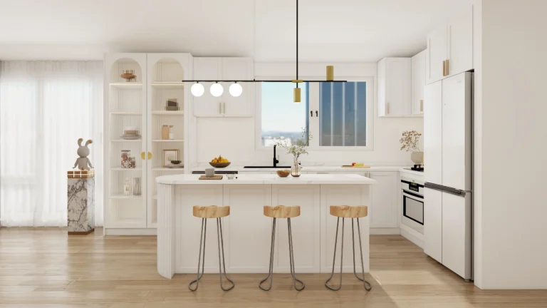 Enhance your kitchen with bright white cabinets. Timeless design, durable materials, and ample storage create a clean, airy, and elegant space.