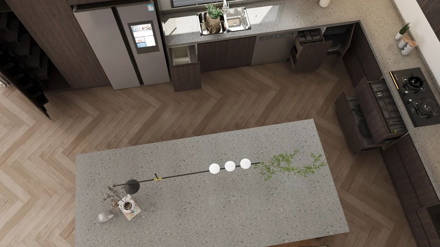 Elegant High-Gloss Brown Cabinets from PA Home, combining style and functionality for your kitchen remodel.