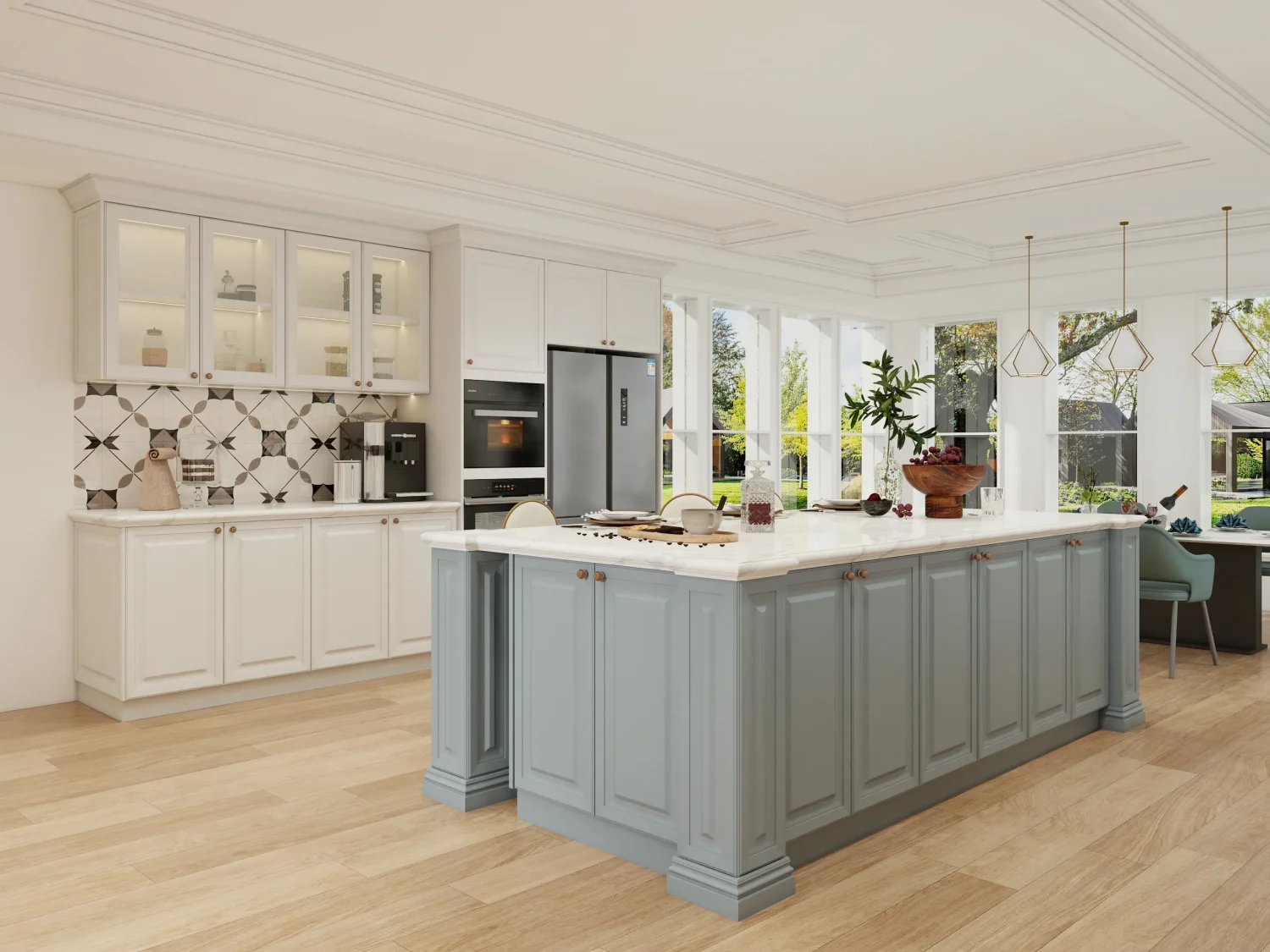 Elegant Two-Tone Kitchen with American Cabinet Refacing