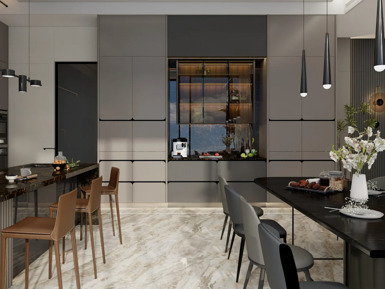 Atualize sua cozinha com armários de ilha sem puxadores. Design elegante, funcionalidade push-to-open e amplo armazenamento combinam elegância e conveniência moderna.